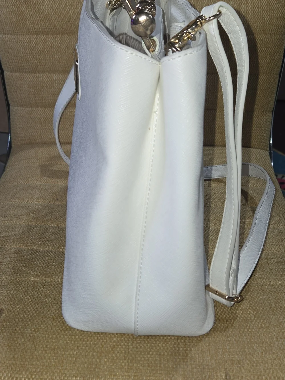 Loungefly White Satchel with Gold Wand-Style Hardware